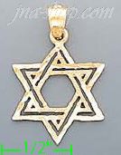 14K Gold Star of David Dia-Cut Charm Pendant - Click Image to Close