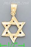 14K Gold Star of David Dia-Cut Charm Pendant - Click Image to Close