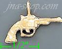 14K Gold Pistol Revolver Dia-Cut Charm Pendant - Click Image to Close