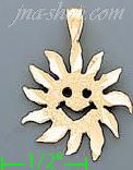 14K Gold Sun w/Smily Face Dia-Cut Charm Pendant - Click Image to Close