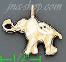 14K Gold Elephant Dia-Cut Charm Pendant - Click Image to Close