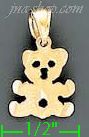 14K Gold Teddy Plush Bear Dia-Cut Charm Pendant - Click Image to Close