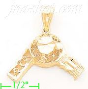 14K Gold Hair Dryer Dia-Cut Charm Pendant - Click Image to Close