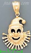 14K Gold Clown Sand Polished Dia-Cut Charm Pendant - Click Image to Close