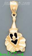 14K Gold Clown Sand Polished Dia-Cut Charm Pendant - Click Image to Close