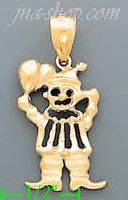 14K Gold Clown Sand Polished Dia-Cut Charm Pendant - Click Image to Close