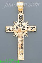 14K Gold Crucifix 3Color Dia-Cut Cross Charm Pendant - Click Image to Close