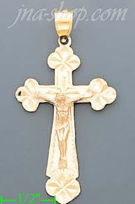 14K Gold Crucifix 3Color Dia-Cut Cross Charm Pendant - Click Image to Close