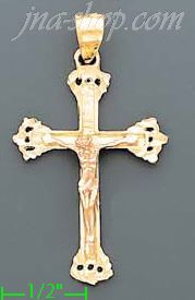 14K Gold Crucifix 3Color Dia-Cut Cross Charm Pendant - Click Image to Close