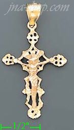 14K Gold Crucifix 3Color Dia-Cut Cross Charm Pendant - Click Image to Close