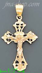 14K Gold Crucifix 3Color Dia-Cut Cross Charm Pendant - Click Image to Close