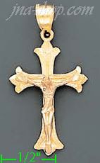 14K Gold Crucifix 3Color Dia-Cut Cross Charm Pendant - Click Image to Close