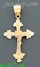 14K Gold Crucifix 3Color Dia-Cut Cross Charm Pendant - Click Image to Close