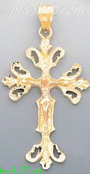 14K Gold Crucifix 3Color Dia-Cut Cross Charm Pendant - Click Image to Close