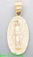 14K Gold Virgin Religious 3Color Dia-Cut Charm Pendant - Click Image to Close