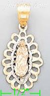 14K Gold Virgin Religious 3Color Dia-Cut Charm Pendant - Click Image to Close