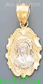 14K Gold Virgin Religious 3Color Dia-Cut Charm Pendant - Click Image to Close