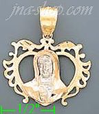 14K Gold Virgin Religious 3Color Dia-Cut Charm Pendant - Click Image to Close