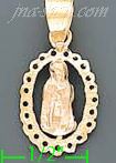 14K Gold Virgin Religious 3Color Dia-Cut Charm Pendant - Click Image to Close