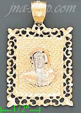 14K Gold Virgin Religious 3Color Dia-Cut Charm Pendant - Click Image to Close