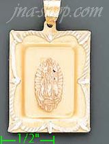 14K Gold Virgin Religious 3Color Dia-Cut Charm Pendant - Click Image to Close