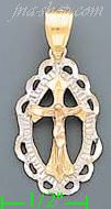 14K Gold Crucifix Cross 3Color Dia-Cut Charm Pendant - Click Image to Close