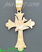 14K Gold Cross w/Dove 3Color Dia-Cut Charm Pendant - Click Image to Close