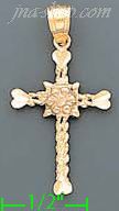 14K Gold Cross 3Color Dia-Cut Charm Pendant - Click Image to Close