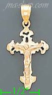 14K Gold Crucifix Cross 3Color Dia-Cut Charm Pendant - Click Image to Close