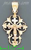 14K Gold Crucifix Cross 3Color Dia-Cut Charm Pendant - Click Image to Close