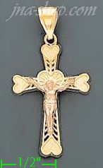 14K Gold Crucifix Cross 3Color Dia-Cut Charm Pendant - Click Image to Close