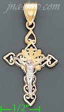 14K Gold Crucifix Cross 3Color Dia-Cut Charm Pendant - Click Image to Close