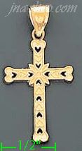 14K Gold Hearts Cross 3Color Dia-Cut Charm Pendant - Click Image to Close