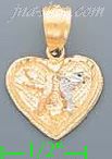 14K Gold Heart w/Hummingbirds Kissing 3Color Dia-Cut Charm Penda - Click Image to Close