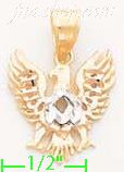 14K Gold Eagle Shield Pose 3Color Dia-Cut Charm Pendant - Click Image to Close