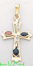 14K Gold Italian Cross Charm Pendant - Click Image to Close