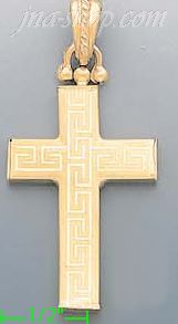 14K Gold Italian Cross Charm Pendant - Click Image to Close