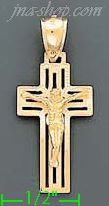 14K Gold Crucifix Italian Cross Charm Pendant - Click Image to Close