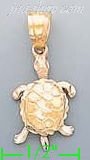 14K Gold Turtle 3Color Dia-Cut Charm Pendant - Click Image to Close