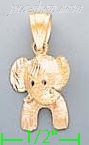 14K Gold Elephant 3Color Dia-Cut Charm Pendant - Click Image to Close