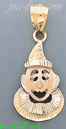 14K Gold Clown 3Color Dia-Cut Charm Pendant - Click Image to Close