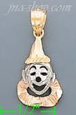 14K Gold Clown 3Color Dia-Cut Charm Pendant - Click Image to Close