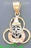 14K Gold Clown 3Color Dia-Cut Charm Pendant - Click Image to Close