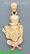 14K Gold Clown 3Color Dia-Cut Charm Pendant - Click Image to Close