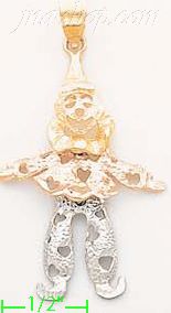 14K Gold Clown Jester 3Color Dia-Cut Charm Pendant - Click Image to Close