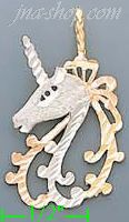 14K Gold Unicorn 3Color Dia-Cut Charm Pendant - Click Image to Close