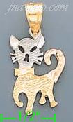 14K Gold Cat 3Color Dia-Cut Charm Pendant - Click Image to Close