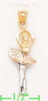 14K Gold Ballerina Ballet Dancer 3Color Dia-Cut Charm Pendant - Click Image to Close