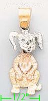 14K Gold Dog 3Color Dia-Cut Charm Pendant - Click Image to Close