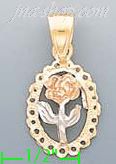 14K Gold Rose 3Color Dia-Cut Charm Pendant - Click Image to Close